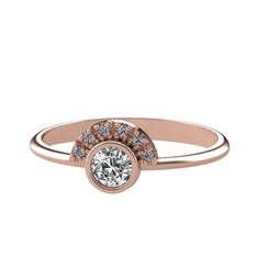 Minimal Güneş Yüzük - Swarovski ve pırlanta 14 ayar rose altın yüzük (0.048 karat) #dpspd4