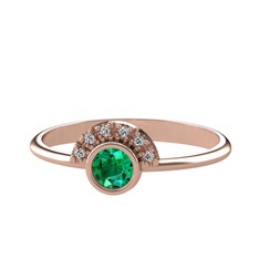 Minimal Güneş Yüzük - Yeşil kuvars ve swarovski 925 ayar rose altın kaplama gümüş yüzük #epwno0