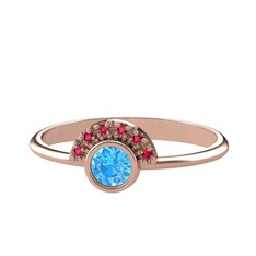 Minimal Güneş Yüzük - Akuamarin ve rodolit garnet 18 ayar rose altın yüzük #ge5yq2