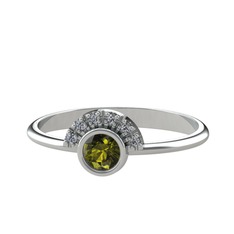 Minimal Güneş Yüzük - Peridot ve pırlanta 18 ayar beyaz altın yüzük (0.048 karat) #gtzemt