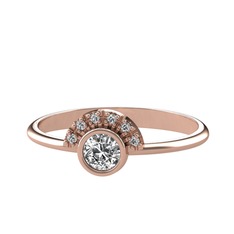Minimal Güneş Yüzük - Swarovski ve beyaz zirkon 14 ayar rose altın yüzük #iarcp3
