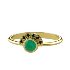 Minimal Güneş Yüzük - Kök zümrüt ve siyah zirkon 925 ayar altın kaplama gümüş yüzük #iooj02