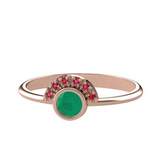 Minimal Güneş Yüzük - Kök zümrüt ve rodolit garnet 18 ayar rose altın yüzük #p9zkfs