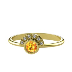 Minimal Güneş Yüzük - Sitrin ve swarovski 925 ayar altın kaplama gümüş yüzük #ptrd9p