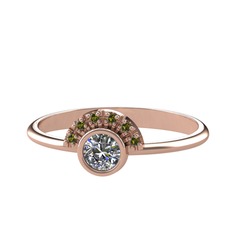 Minimal Güneş Yüzük - Pırlanta ve peridot 925 ayar rose altın kaplama gümüş yüzük (0.18 karat) #s6ch33