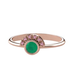 Minimal Güneş Yüzük - Kök zümrüt ve pembe kuvars 8 ayar rose altın yüzük #tgw7je