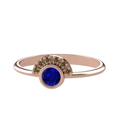 Minimal Güneş Yüzük - Lab safir ve peridot 925 ayar rose altın kaplama gümüş yüzük #uc0s6f
