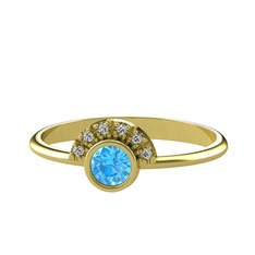 Minimal Güneş Yüzük - Akuamarin ve swarovski 18 ayar altın yüzük #uzpkx1