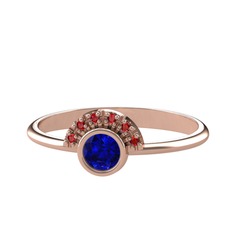 Minimal Güneş Yüzük - Lab safir ve garnet 8 ayar rose altın yüzük #v76407