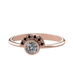 Minimal Güneş Yüzük - Pırlanta ve siyah zirkon 8 ayar rose altın yüzük (0.18 karat) #w2sqvz
