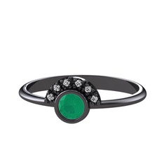 Minimal Güneş Yüzük - Kök zümrüt ve swarovski 925 ayar siyah rodyum kaplama gümüş yüzük #wuif8z