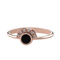 Minimal Güneş Yüzük - Siyah zirkon ve swarovski 14 ayar rose altın yüzük #wvbpka