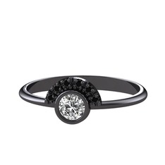 Swarovski ve siyah zirkon 925 ayar siyah rodyum kaplama gümüş yüzük