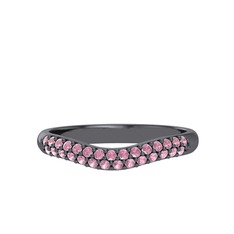 Pembe kuvars 925 ayar siyah rodyum kaplama gümüş yüzük