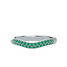 Kök zümrüt 18 ayar beyaz altın yüzük