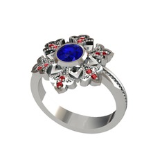 Lumi Kar Tanesi Yüzük - Lab safir ve garnet 8 ayar beyaz altın yüzük #10j210t