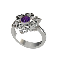 Lumi Kar Tanesi Yüzük - Ametist ve swarovski 18 ayar beyaz altın yüzük #110ltoj