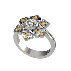 Lumi Kar Tanesi Yüzük - Pırlanta ve sitrin 18 ayar beyaz altın yüzük (0.66 karat) #11q3ki8