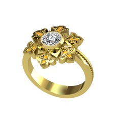 Lumi Kar Tanesi Yüzük - Swarovski ve sitrin 8 ayar altın yüzük #12ixj1e