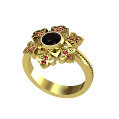 Lumi Kar Tanesi Yüzük - Siyah zirkon ve garnet 8 ayar altın yüzük #14vpls0