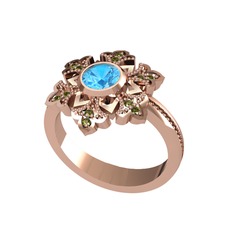Akuamarin ve peridot 8 ayar rose altın yüzük