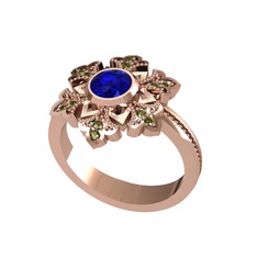 Lumi Kar Tanesi Yüzük - Lab safir ve peridot 8 ayar rose altın yüzük #158p5wu