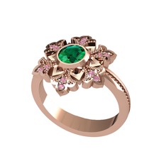 Yeşil kuvars ve pembe kuvars 925 ayar rose altın kaplama gümüş yüzük