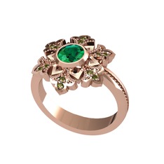 Yeşil kuvars ve peridot 8 ayar rose altın yüzük