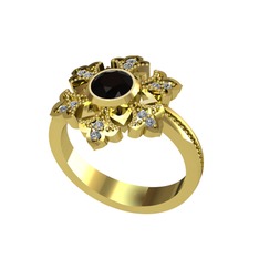 Lumi Kar Tanesi Yüzük - Siyah zirkon ve pırlanta 14 ayar altın yüzük (0.132 karat) #18v3t6w