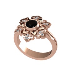 Lumi Kar Tanesi Yüzük - Siyah zirkon ve beyaz zirkon 8 ayar rose altın yüzük #19he1b5