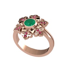 Lumi Kar Tanesi Yüzük - Kök zümrüt ve rodolit garnet 18 ayar rose altın yüzük #19miltk