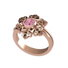 Lumi Kar Tanesi Yüzük - Pembe kuvars ve dumanlı kuvars 18 ayar rose altın yüzük #19qiozk