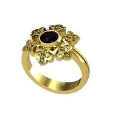 Lumi Kar Tanesi Yüzük - Siyah zirkon ve peridot 925 ayar altın kaplama gümüş yüzük #1amtuc9