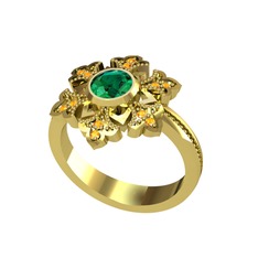 Lumi Kar Tanesi Yüzük - Yeşil kuvars ve sitrin 925 ayar altın kaplama gümüş yüzük #1brgplr