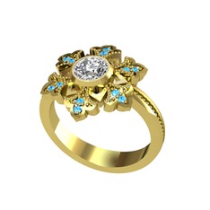 Lumi Kar Tanesi Yüzük - Swarovski ve akuamarin 18 ayar altın yüzük #1cgryh6