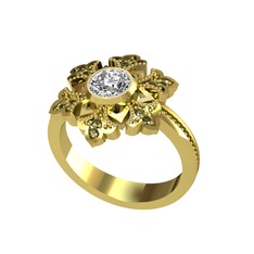 Lumi Kar Tanesi Yüzük - Pırlanta ve peridot 8 ayar altın yüzük (0.66 karat) #1dtfuuw