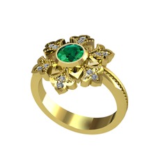 Lumi Kar Tanesi Yüzük - Yeşil kuvars ve pırlanta 18 ayar altın yüzük (0.132 karat) #1dyfec7