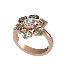 Swarovski ve kök zümrüt 14 ayar rose altın yüzük