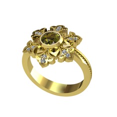 Peridot ve pırlanta 18 ayar altın yüzük (0.132 karat)