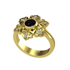Siyah zirkon ve swarovski 925 ayar altın kaplama gümüş yüzük