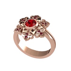 Garnet ve kök yakut 8 ayar rose altın yüzük