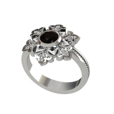 Lumi Kar Tanesi Yüzük - Siyah zirkon ve swarovski 8 ayar beyaz altın yüzük #1jr3tfe