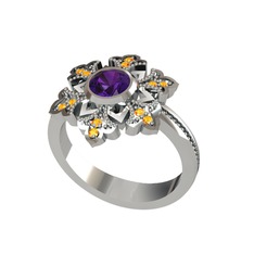 Lumi Kar Tanesi Yüzük - Ametist ve sitrin 925 ayar gümüş yüzük #1m8qoaw