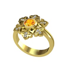 Lumi Kar Tanesi Yüzük - Sitrin ve swarovski 14 ayar altın yüzük #1msqwf5