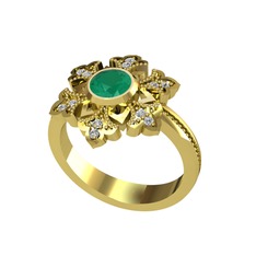 Lumi Kar Tanesi Yüzük - Kök zümrüt ve swarovski 8 ayar altın yüzük #1oe8fii