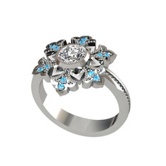 Lumi Kar Tanesi Yüzük - Swarovski ve akuamarin 18 ayar beyaz altın yüzük #1oe8tzw