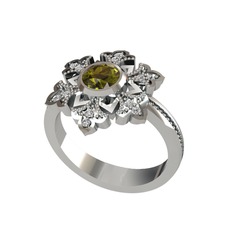 Lumi Kar Tanesi Yüzük - Peridot ve swarovski 925 ayar gümüş yüzük #1oev50a