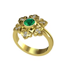 Lumi Kar Tanesi Yüzük - Yeşil kuvars ve swarovski 8 ayar altın yüzük #1ojrhbw