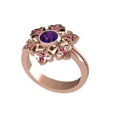 Ametist ve rodolit garnet 14 ayar rose altın yüzük