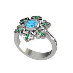 Lumi Kar Tanesi Yüzük - Akuamarin ve yeşil kuvars 18 ayar beyaz altın yüzük #1tx688w
